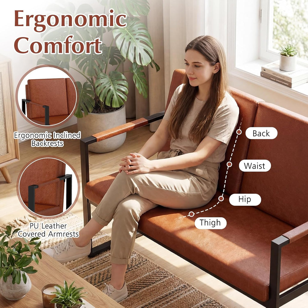 Modern 2‑Seater Metal‑Frame Loveseat Sofa