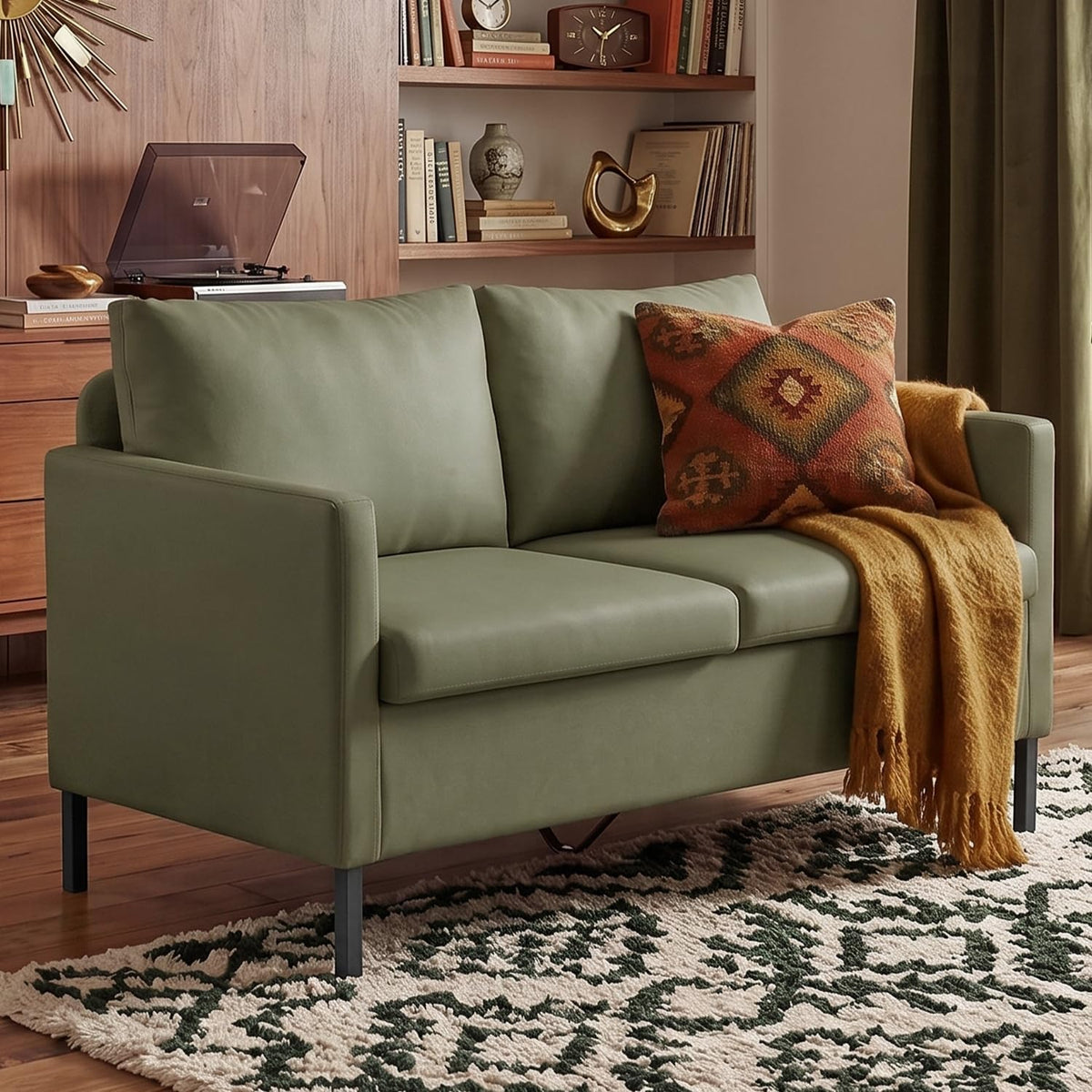 Faux Leather 2‑Seater Loveseat Sofa