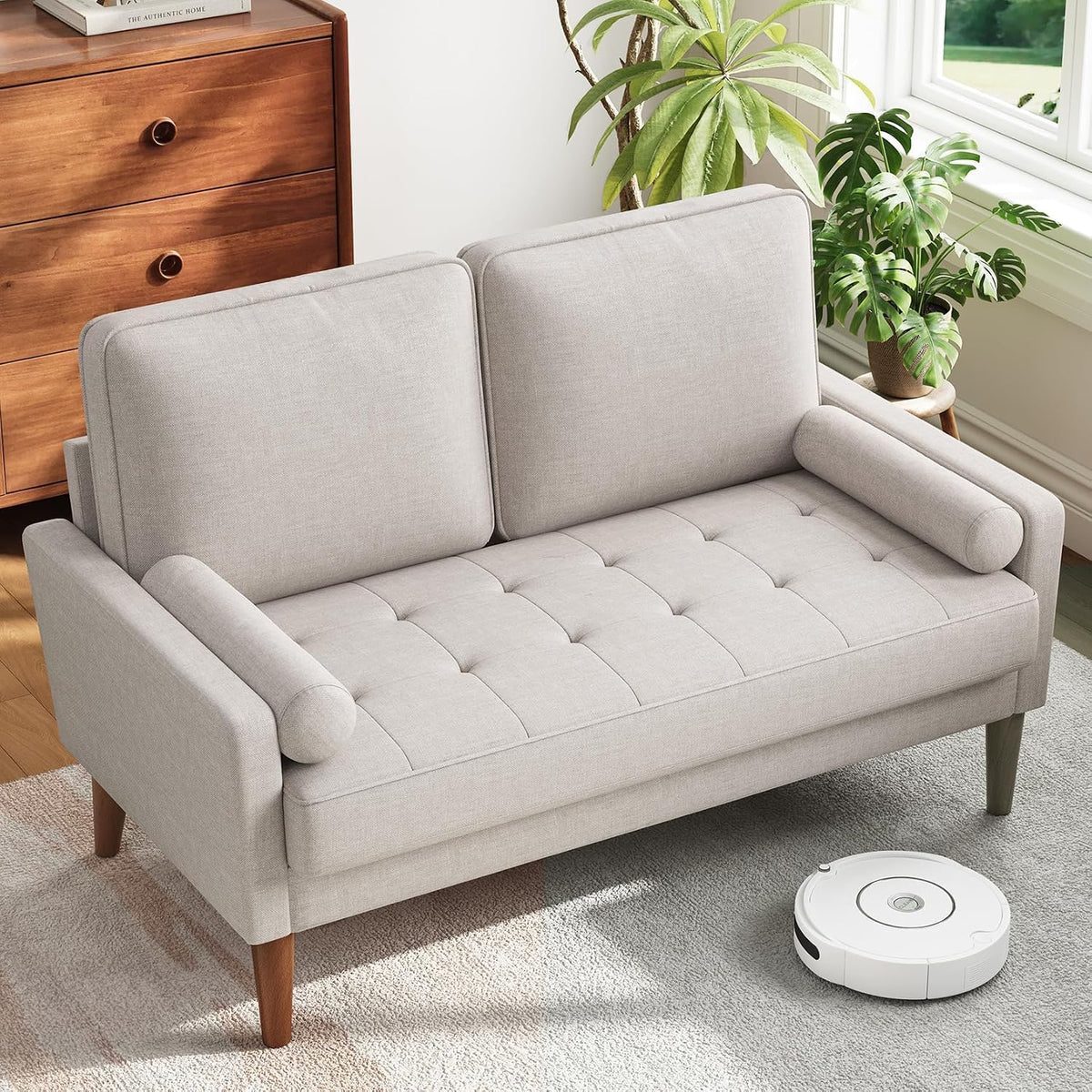 Mid‑Century Compact Wood‑Leg Loveseat Sofa