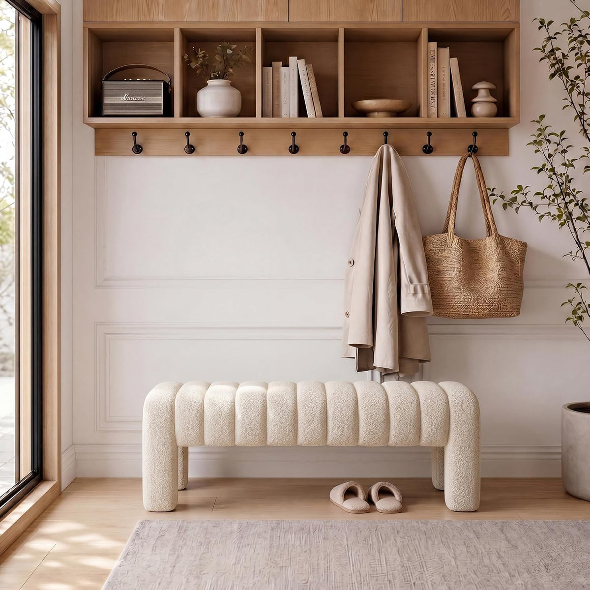 Modern Linen Upholstered Bed Bench