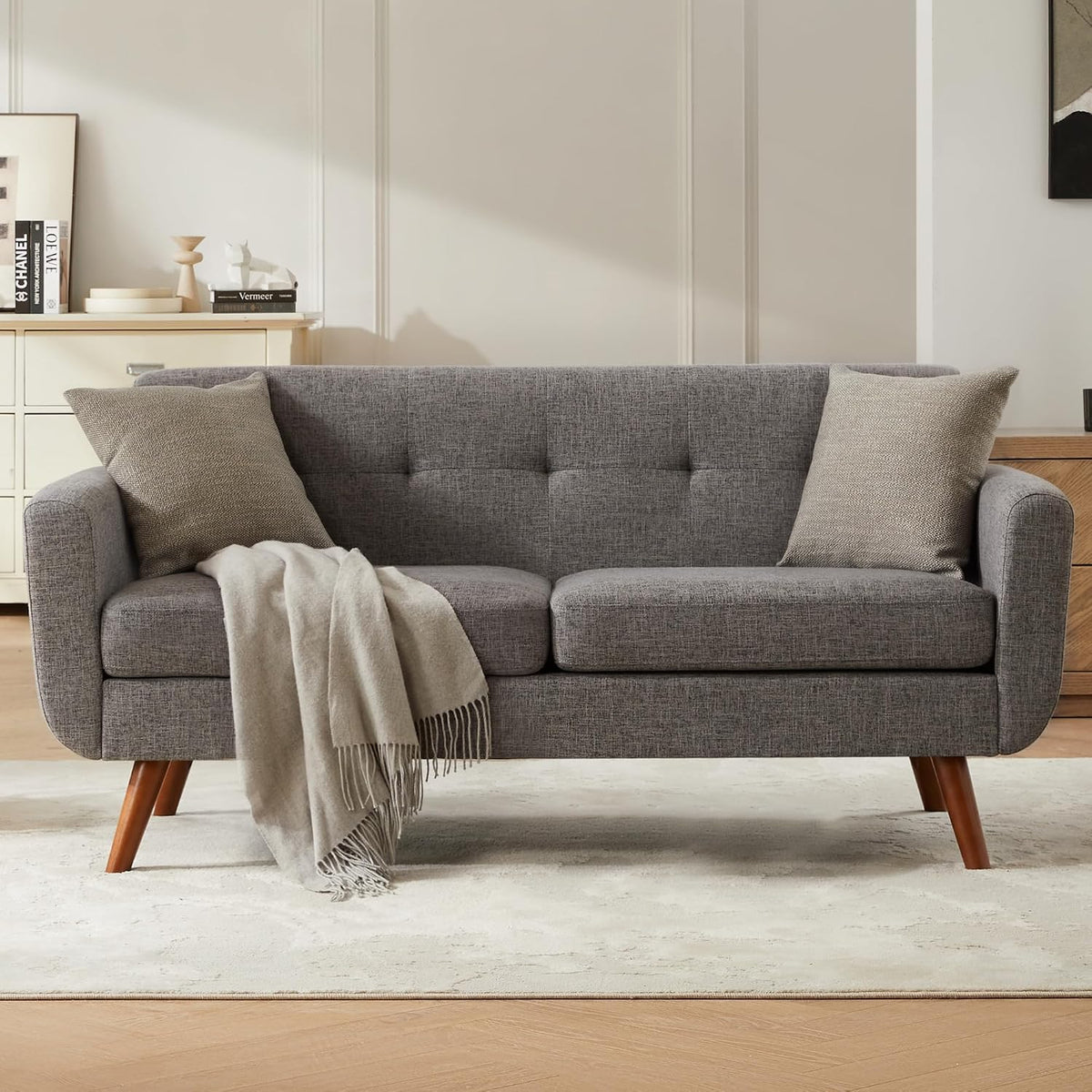 Mid‑Century Tufted Loveseat Sofa