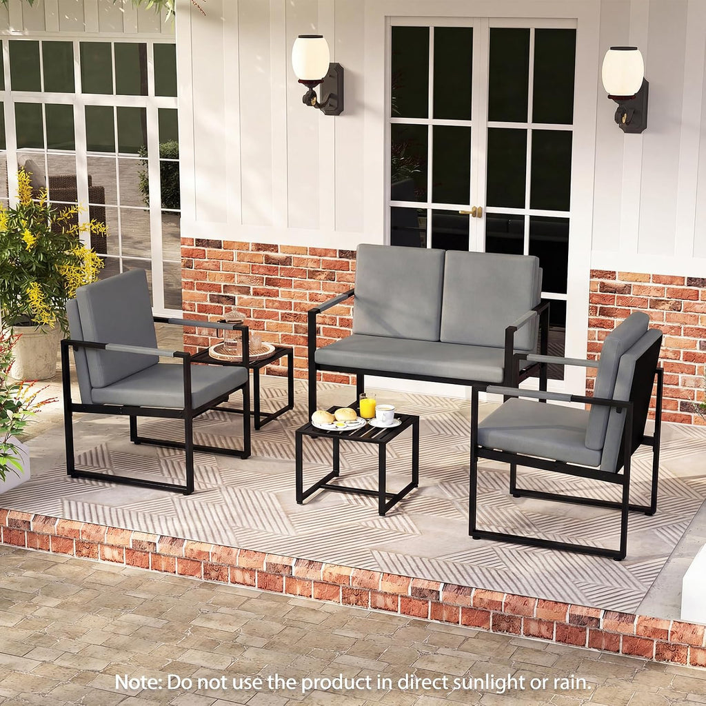 Modern Industrial Faux‑Leather Loveseat Sofa