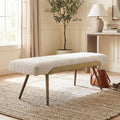 Mid‑Century Boucle Upholstered Bench
