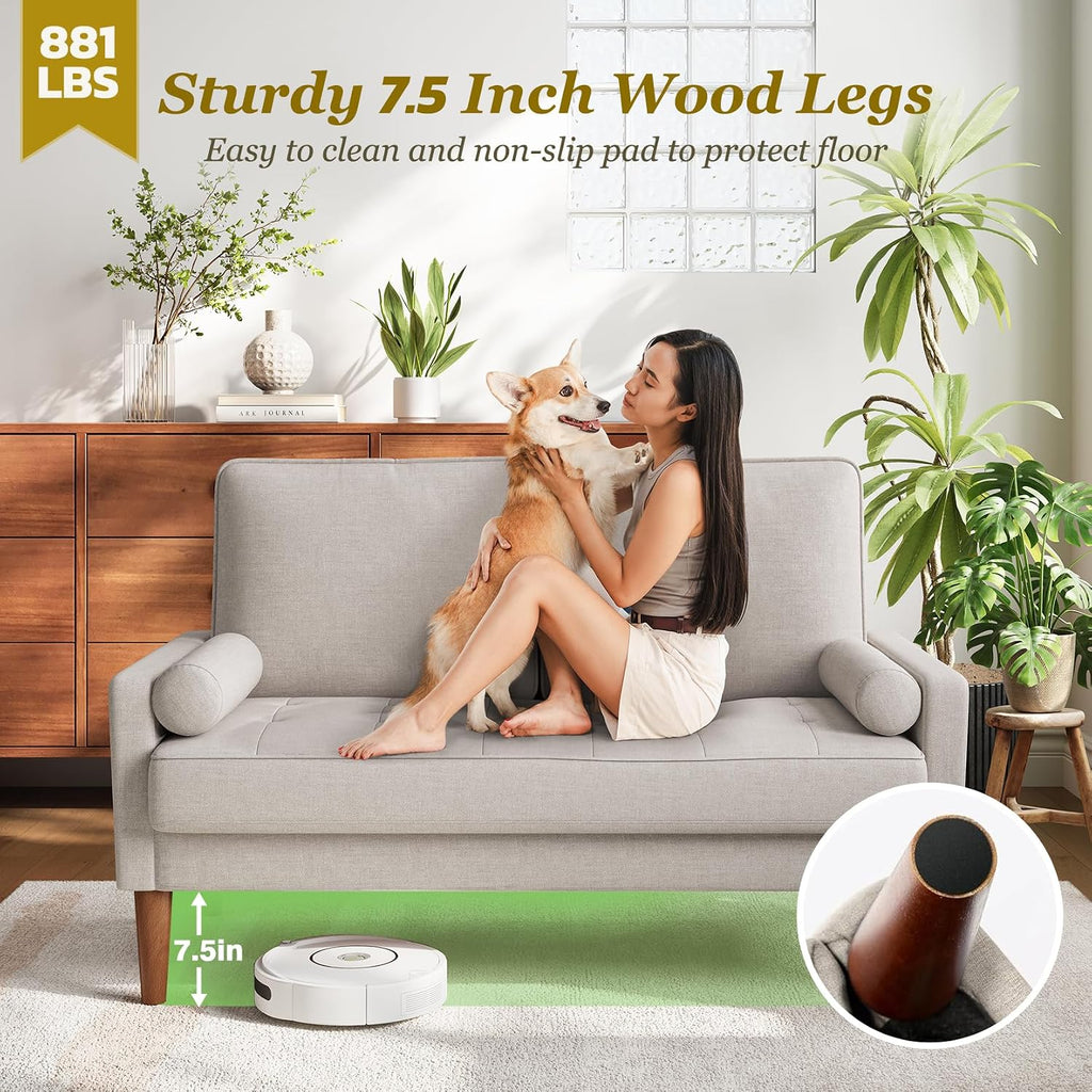 Mid‑Century Compact Wood‑Leg Loveseat Sofa