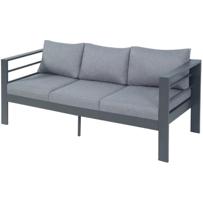 Wrought‑Iron 3‑Seat Outdoor Patio Sofa