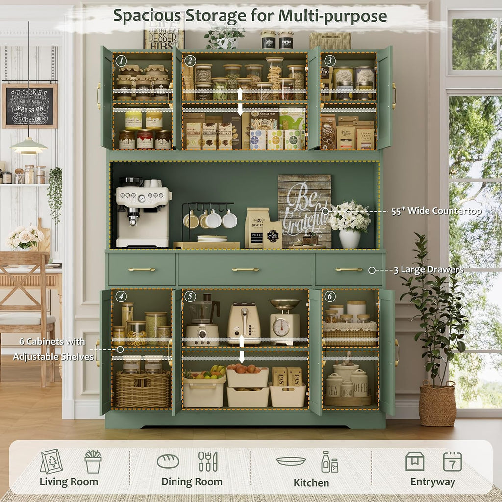 Farmhouse Kitchen Pantry Hutch Cabinet